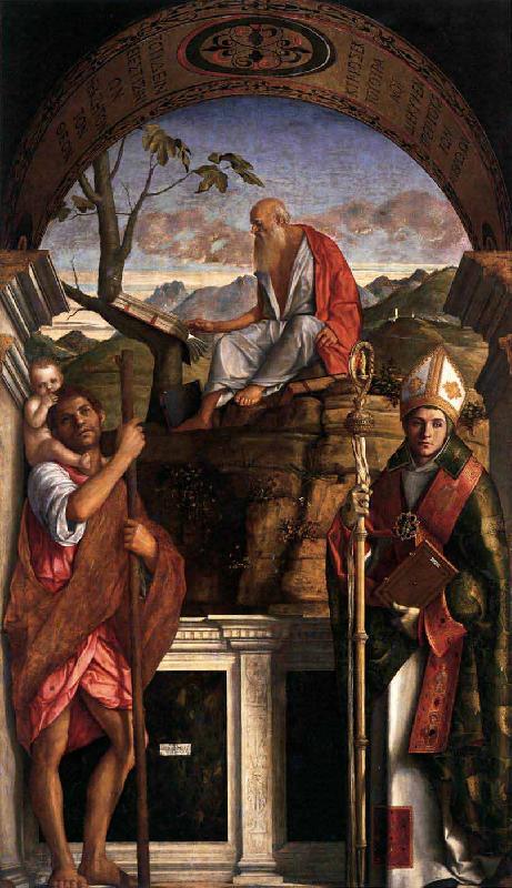 Giovanni Bellini Saints Christopher Jerome and Louis of Toulouse oil painting image
